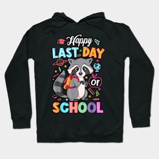 Happy Last Day of School Kid Teacher Cute raccoon Graduation Hoodie